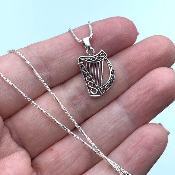 Harp Sterling Silver Necklace - Picture 4 of 6